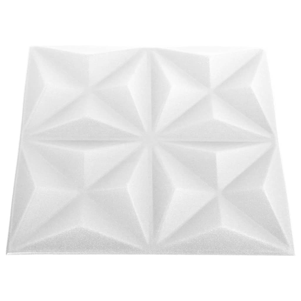 3D-veggpaneler 12 stk 50x50 cm origami hvit 3 m²