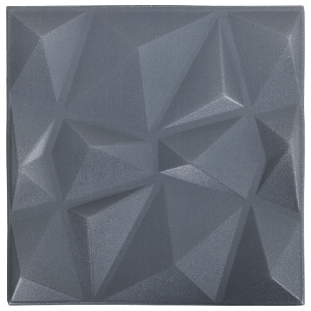 3D-veggpaneler 12 stk 50x50 cm diamant grå 3 m²