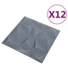 3D-veggpaneler 12 stk 50x50 cm diamant grå 3 m²