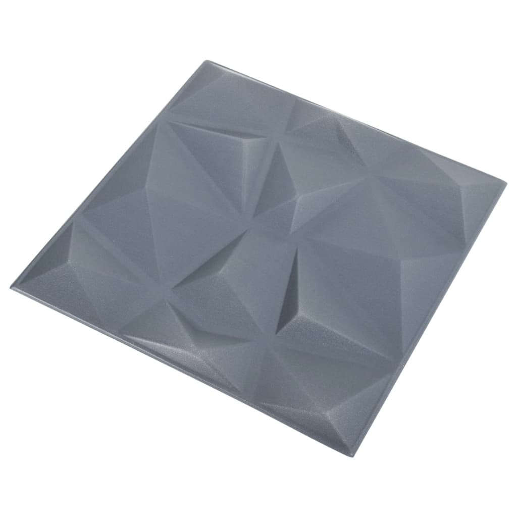 3D-veggpaneler 12 stk 50x50 cm diamant grå 3 m²
