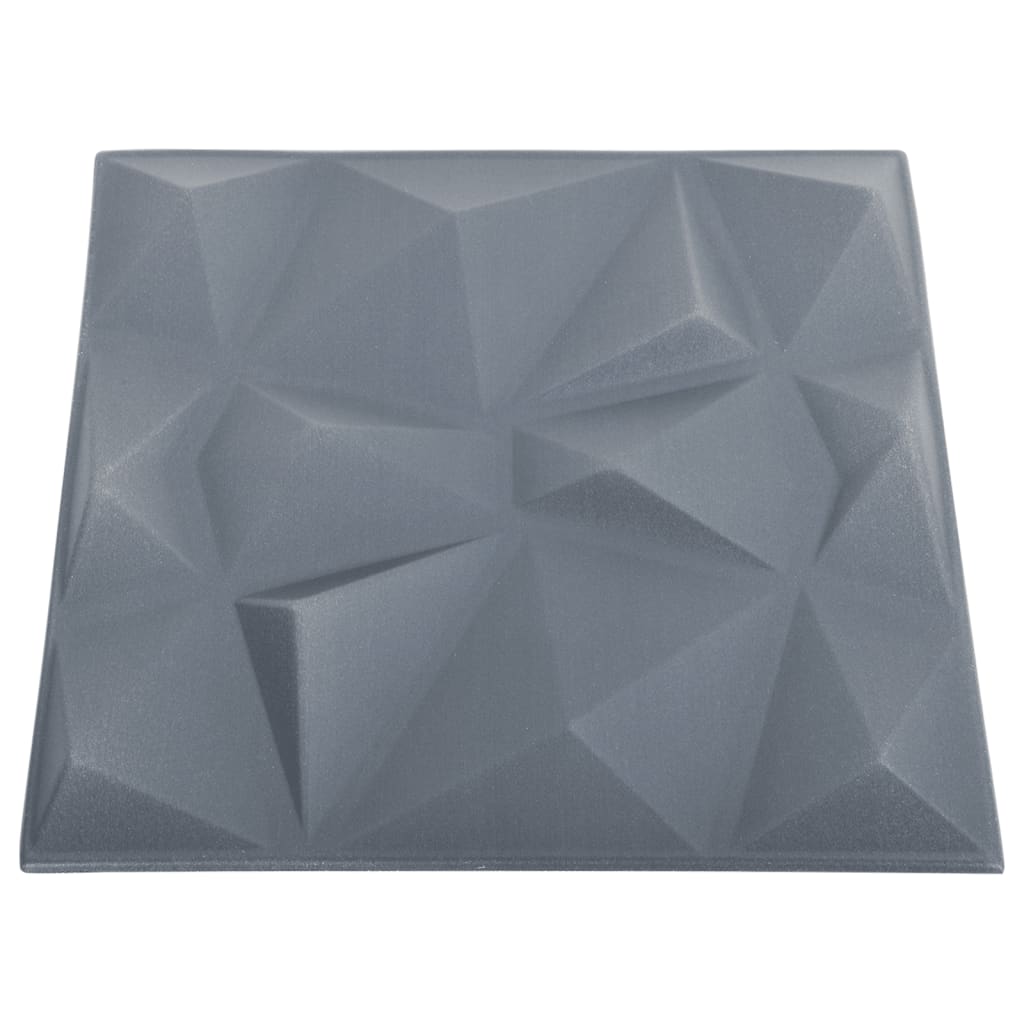 3D-veggpaneler 12 stk 50x50 cm diamant grå 3 m²