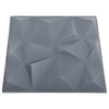 3D-veggpaneler 12 stk 50x50 cm diamant grå 3 m²