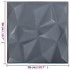 3D-veggpaneler 12 stk 50x50 cm diamant grå 3 m²