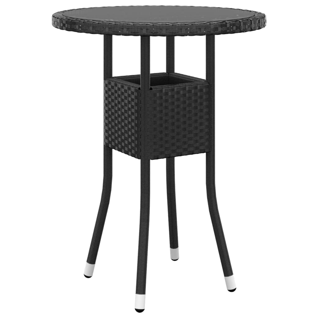 Hagebistrosett 3 deler polyrotting og herdet glass svart
