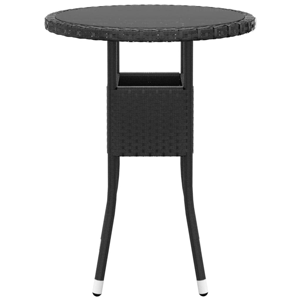 Hagebistrosett 3 deler polyrotting og herdet glass svart