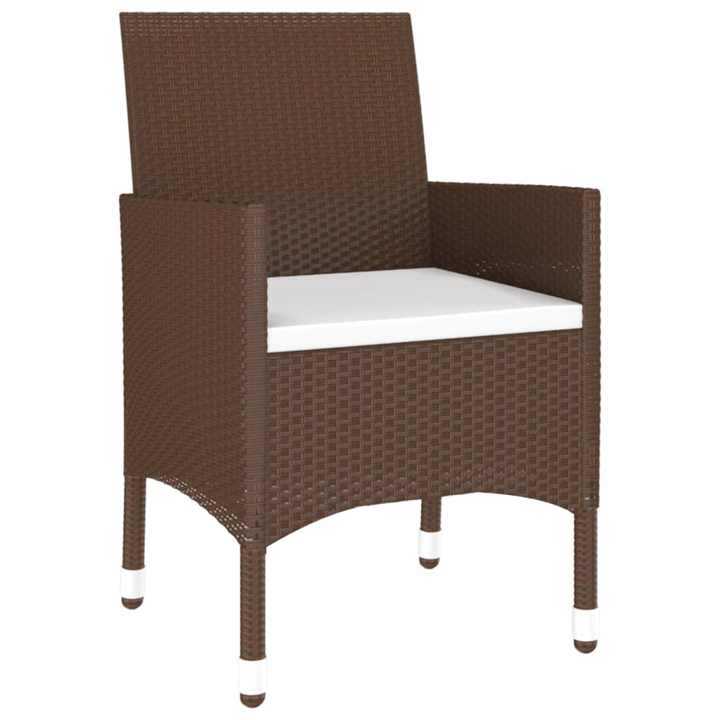 Hagebistrosett 3 deler polyrotting og herdet glass brun