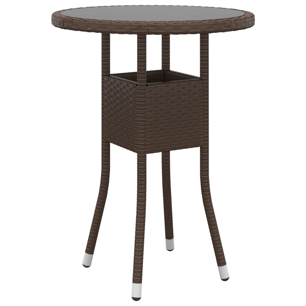 Hagebistrosett 3 deler polyrotting og herdet glass brun