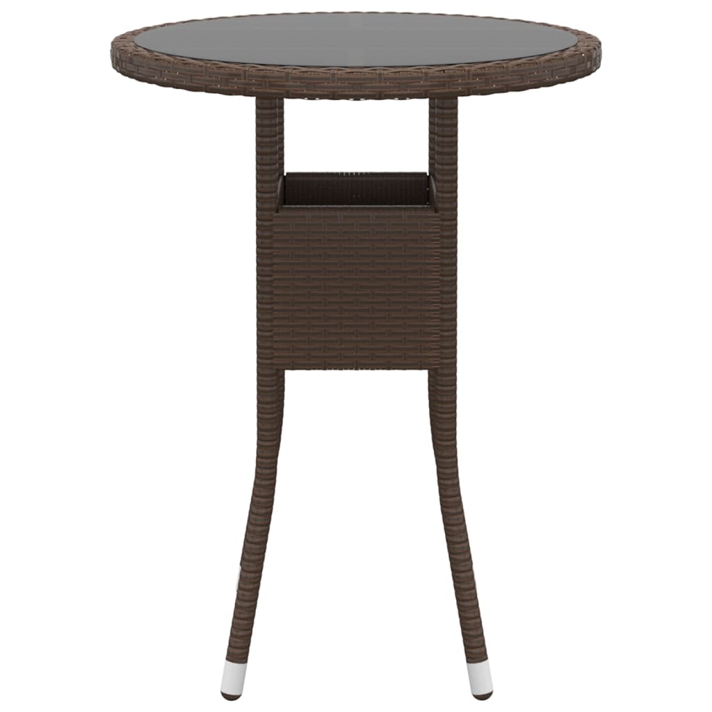 Hagebistrosett 3 deler polyrotting og herdet glass brun