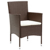 Hagebistrosett 3 deler polyrotting og herdet glass brun