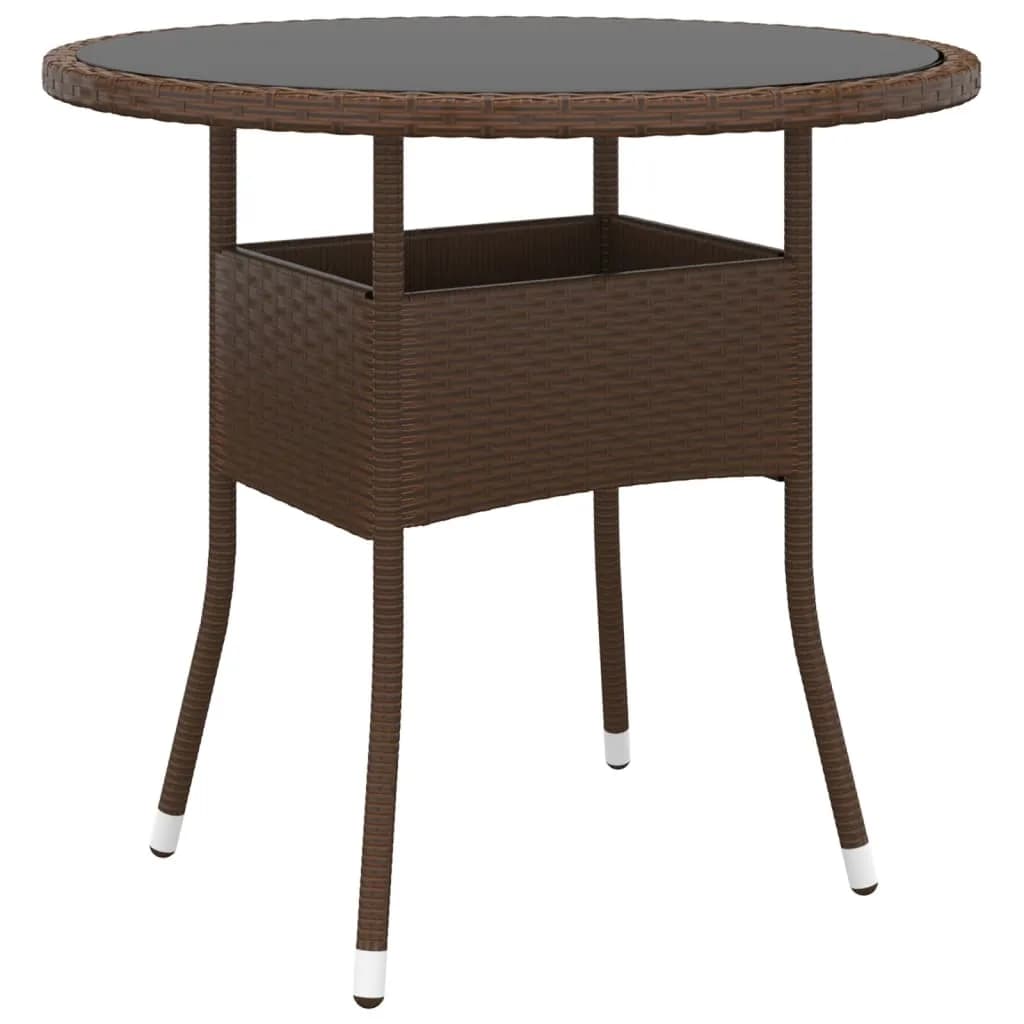 Hagebistrosett 3 deler polyrotting og herdet glass brun