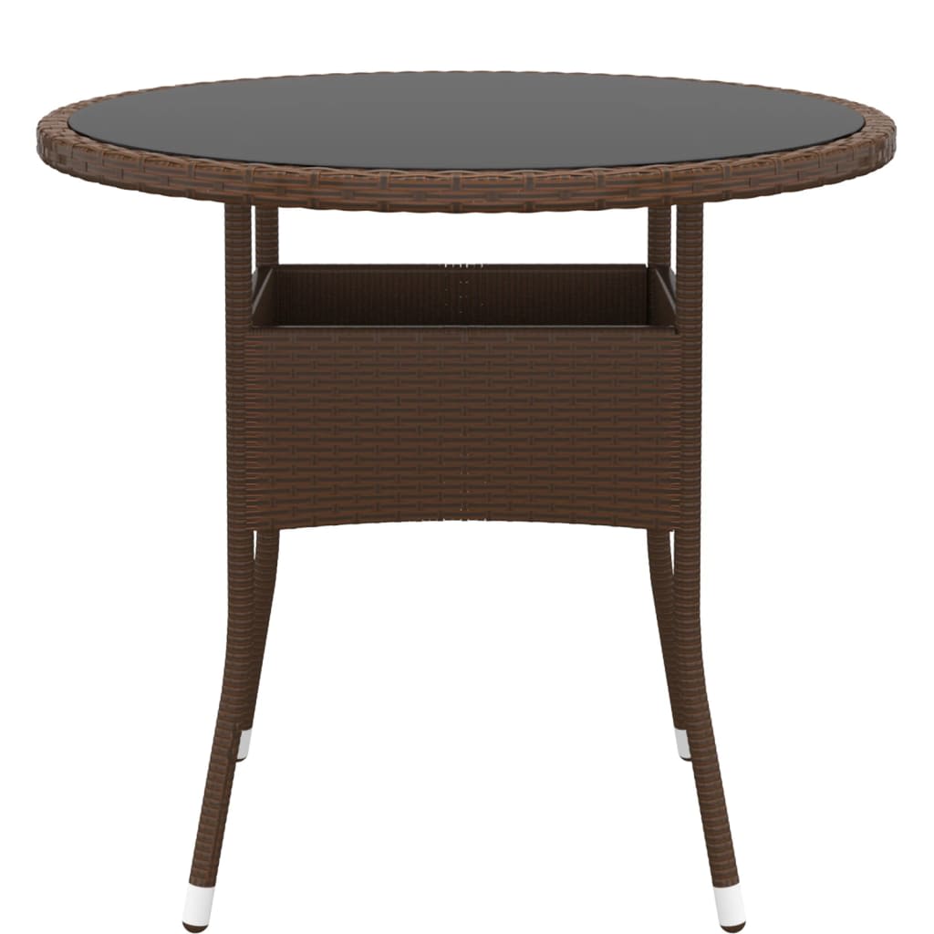 Hagebistrosett 3 deler polyrotting og herdet glass brun