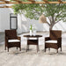Hagebistrosett 3 deler polyrotting og herdet glass brun