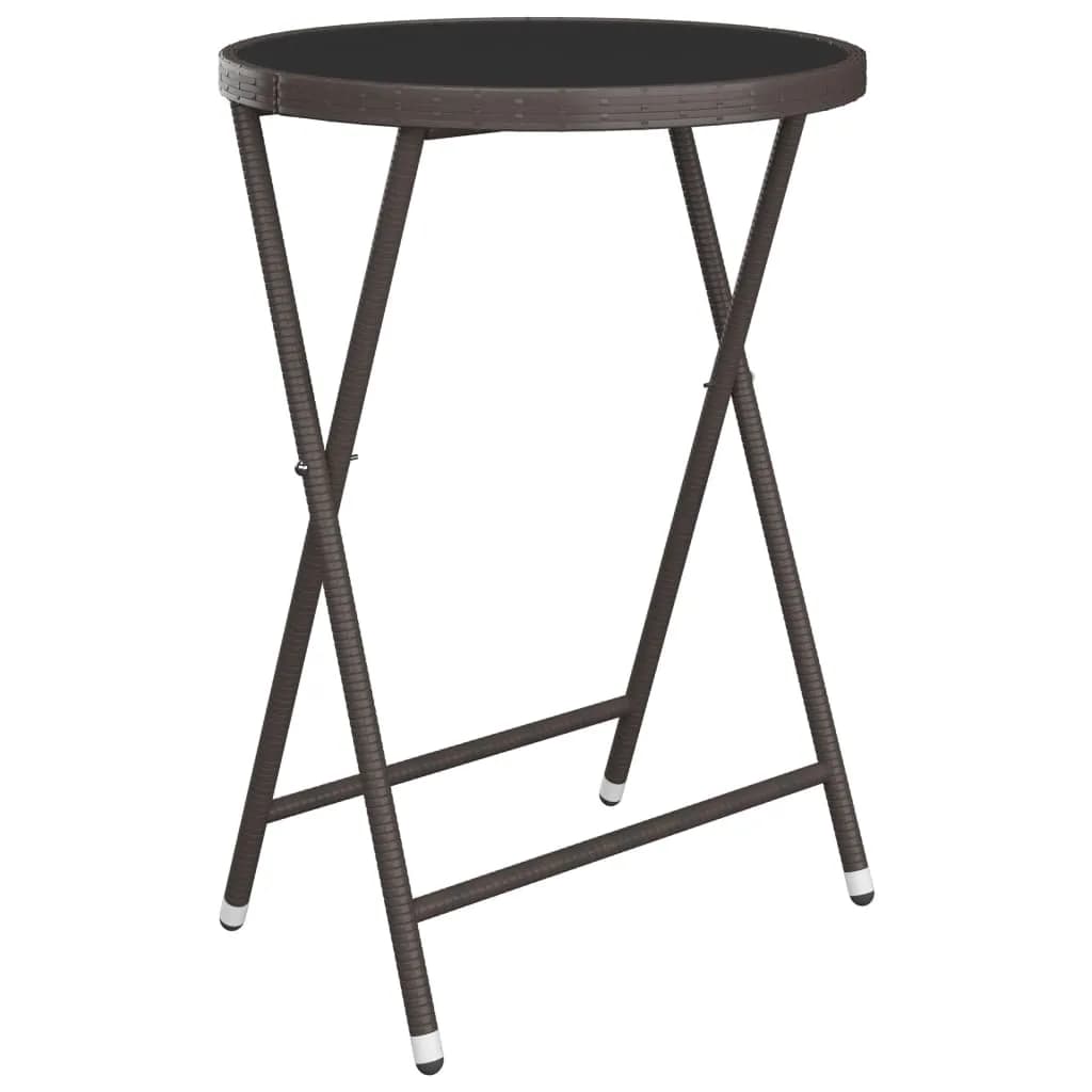 Hagebistrosett 3 deler polyrotting og herdet glass brun