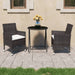 Hagebistrosett 3 deler polyrotting og herdet glass brun