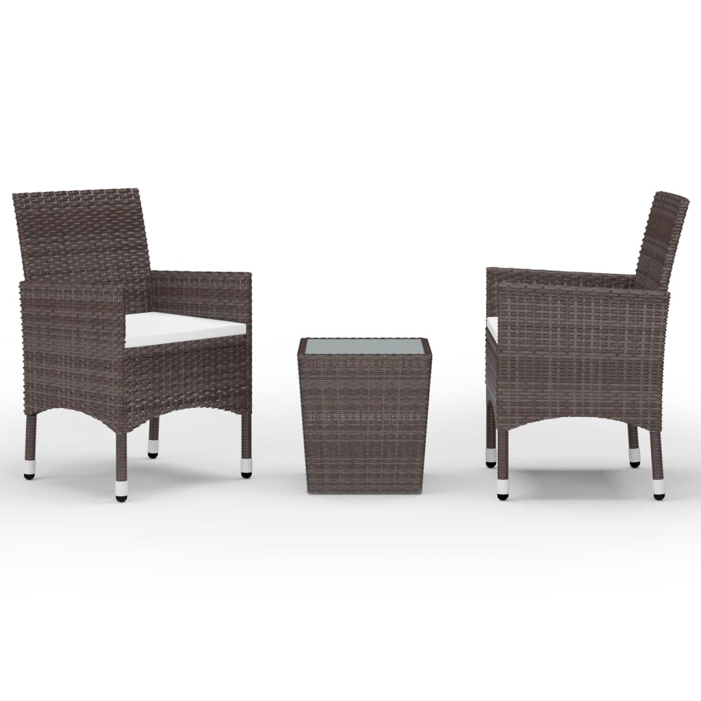 Hagebistrosett 3 deler polyrotting og herdet glass brun