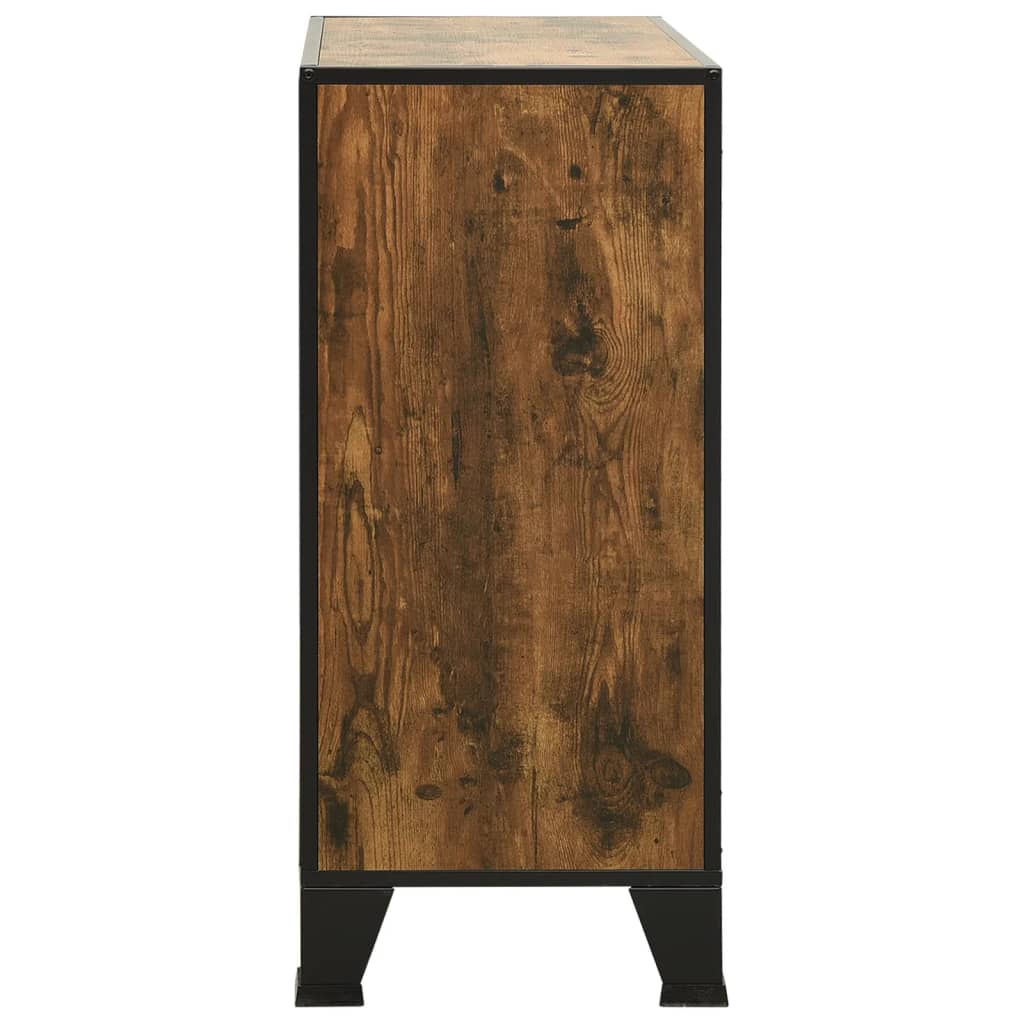 Oppbevaringsskap 2 stk rustikk brun 72x36x82 cm metall og MDF