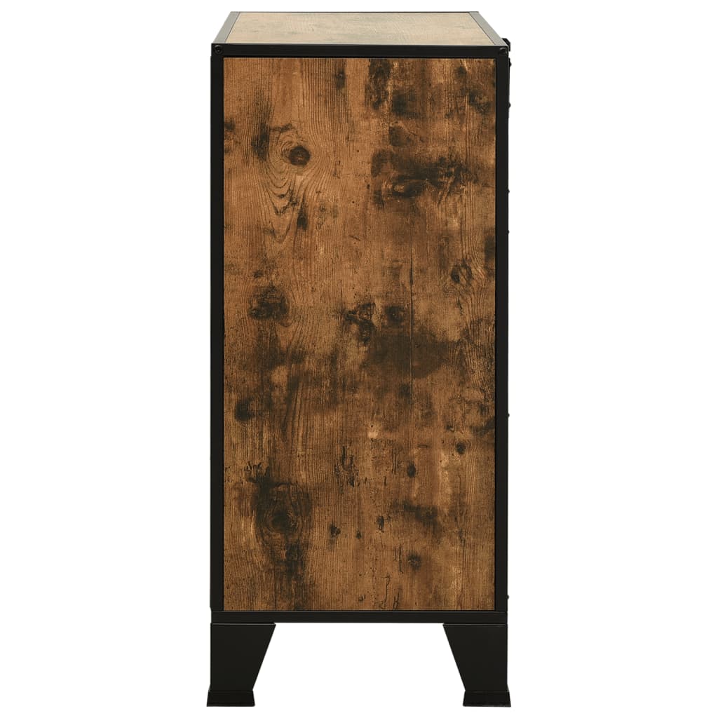 Oppbevaringsskap 2 stk rustikk brun 72x36x82 cm metall og MDF
