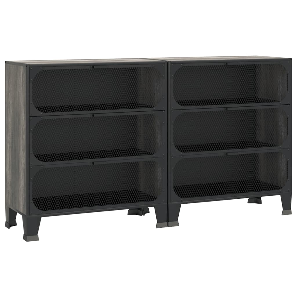 Oppbevaringsskap 2 stk grå 72x36x82 cm metall og MDF