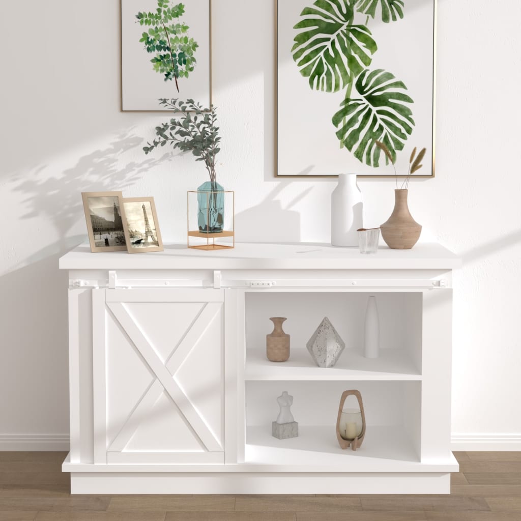 Mini skyvedørsett karbonstål hvit 122 cm vidaXL