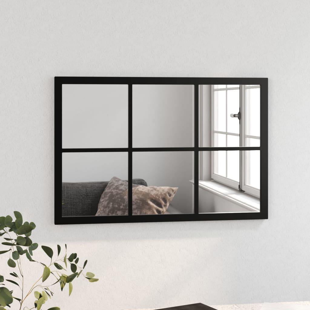 Veggspeil svart 60x40 cm metall vidaXL