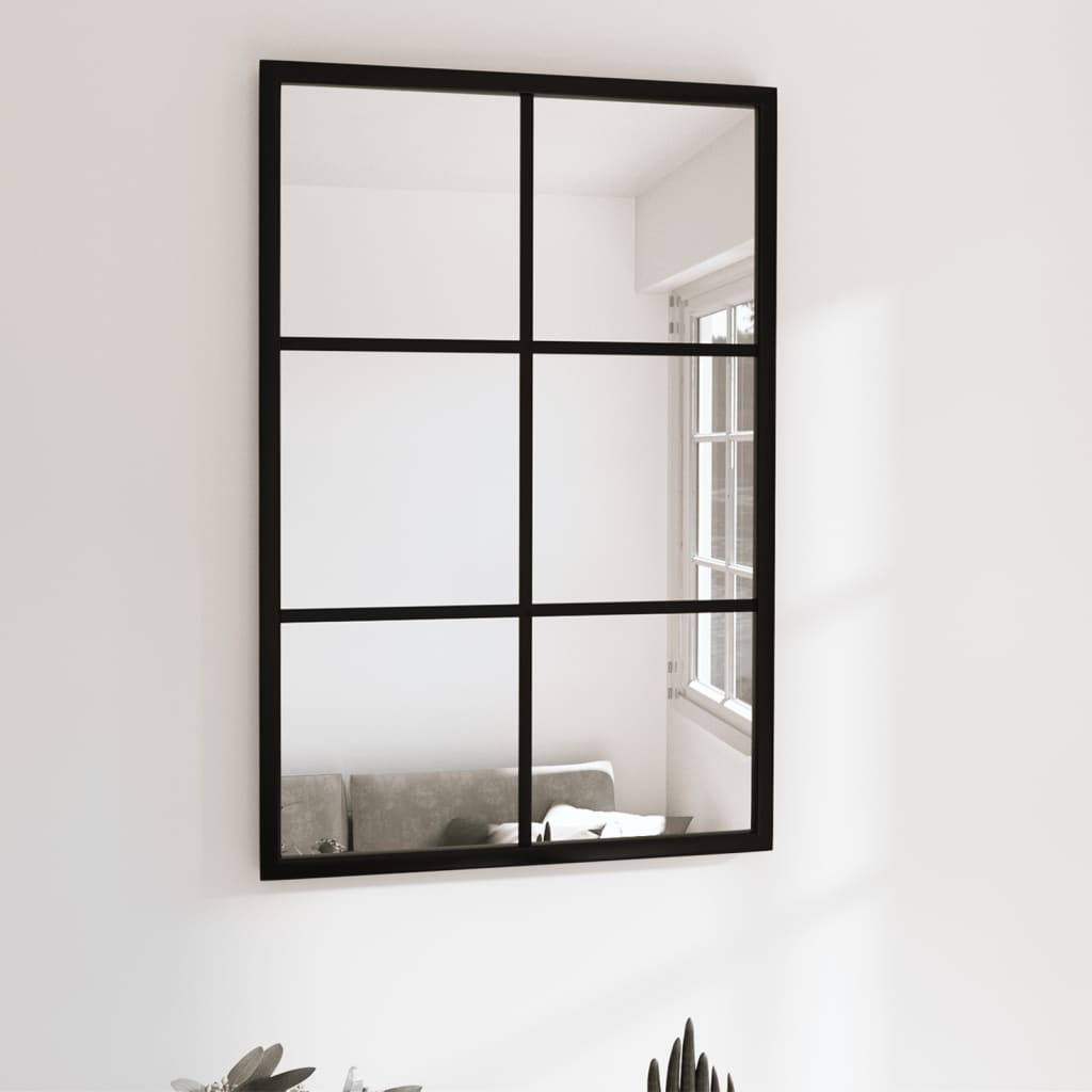 Veggspeil svart 60x40 cm metall vidaXL