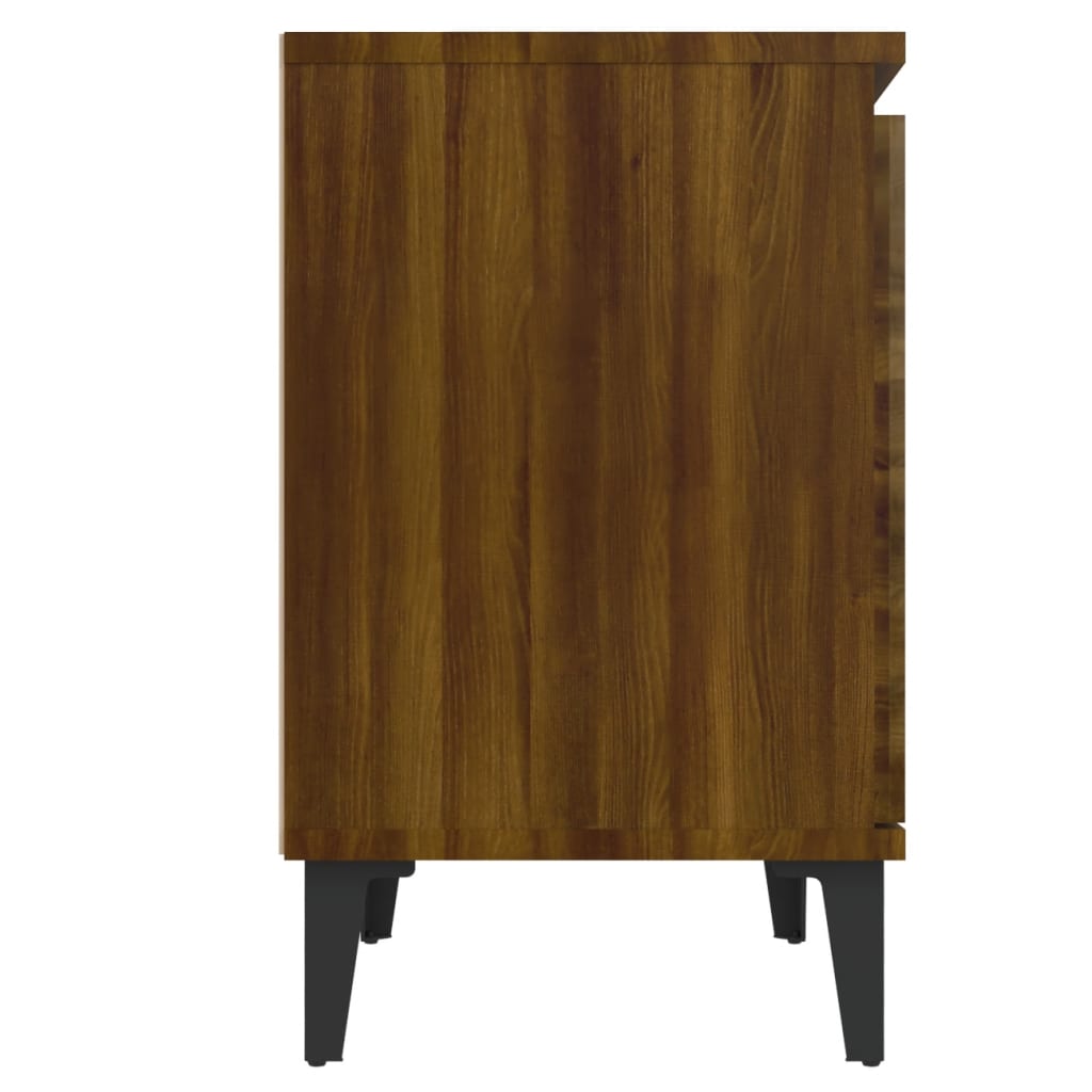 Nattbord med metallben brun eik 40x30x50 cm