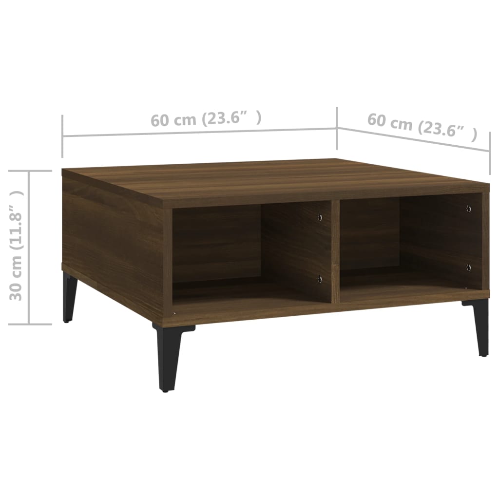 Salongbord brun eik 60x60x30 cm konstruert tre