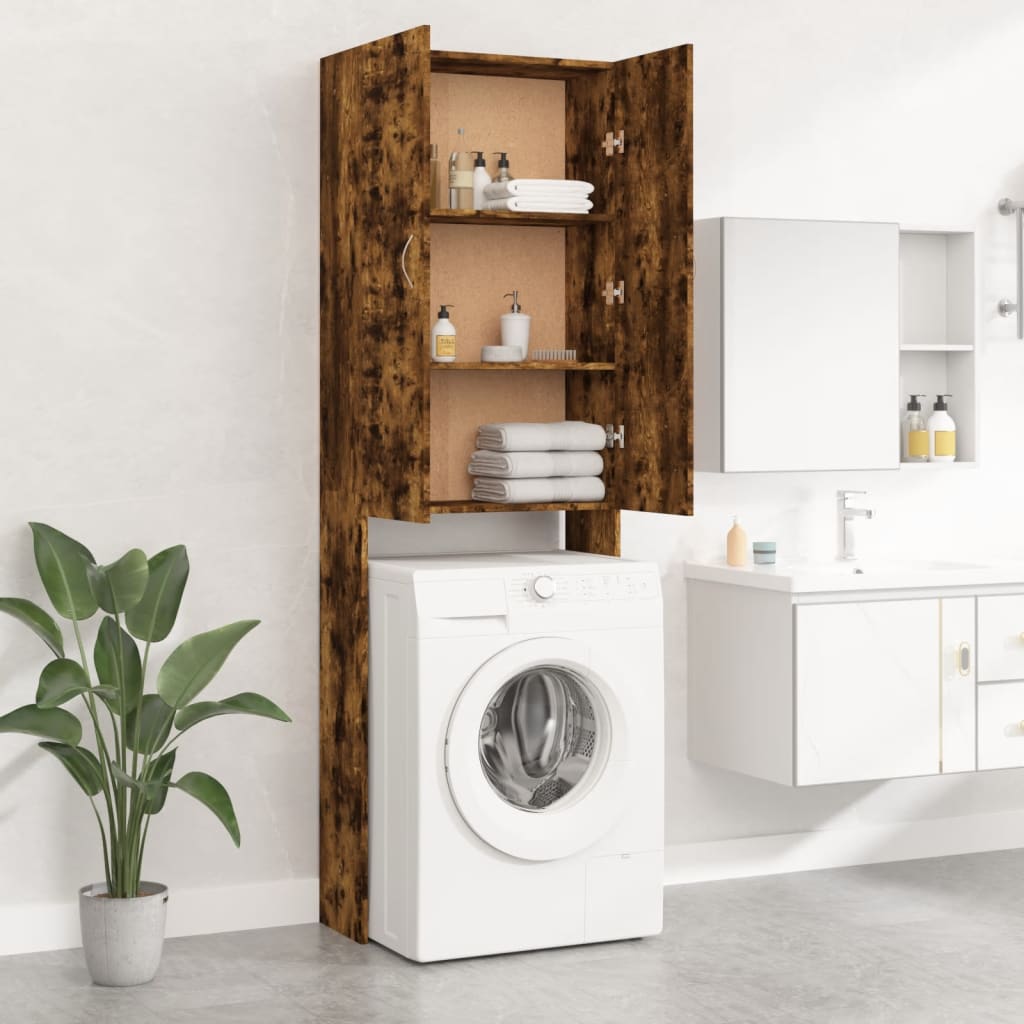 Vaskemaskinskap røkt eik 64x25,5x190 cm