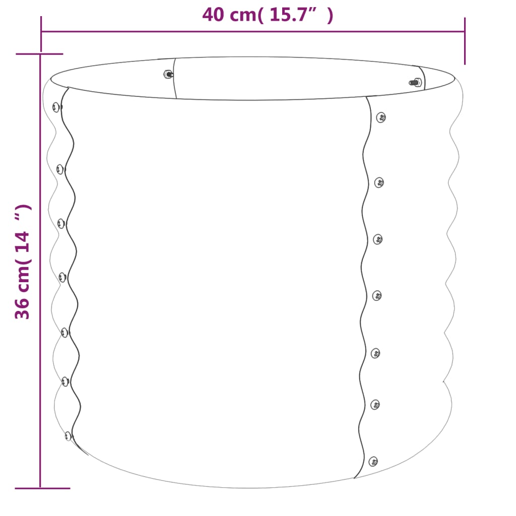 Plantekasse galvanisert stål 40x40x36 cm grønn