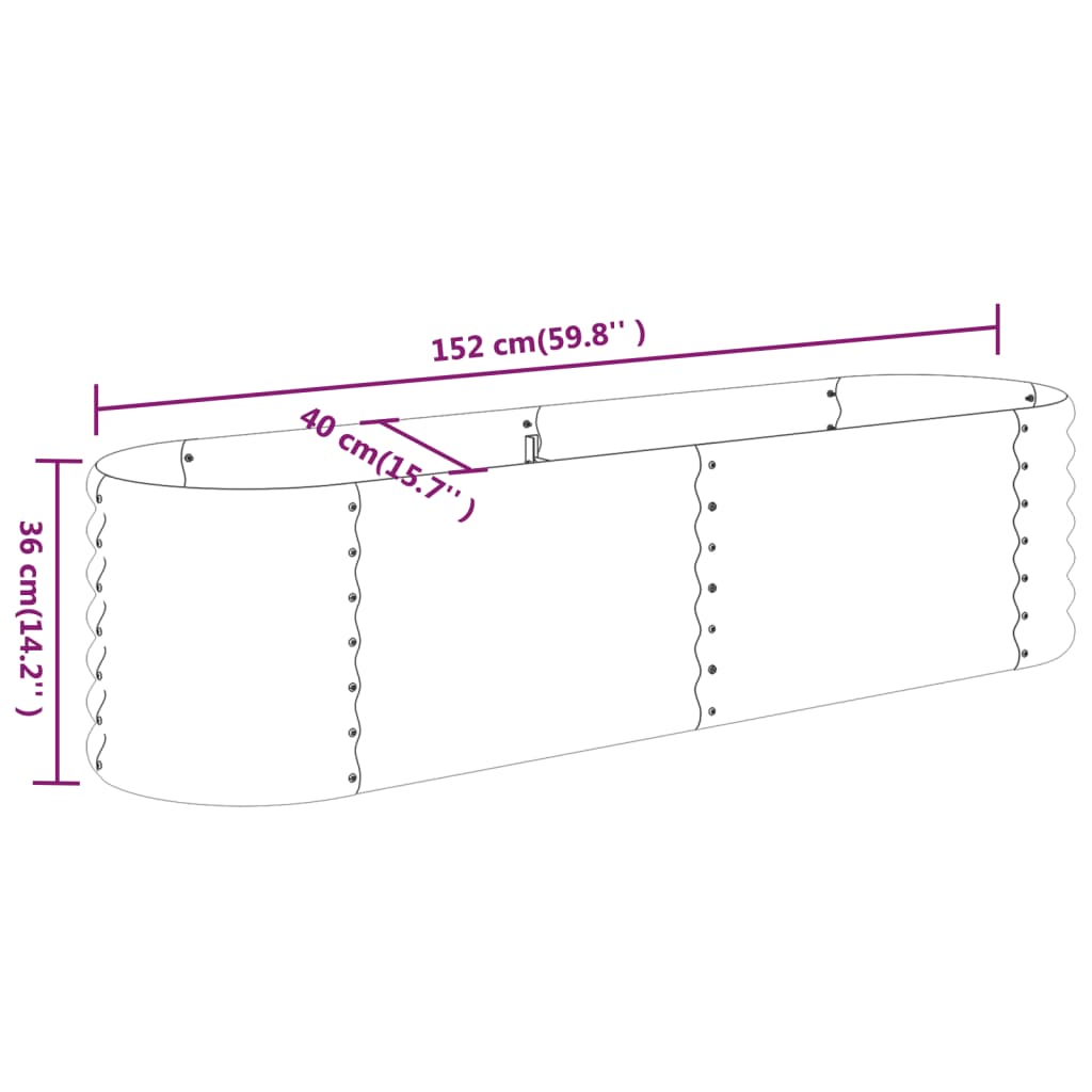 Høybed galvanisert stål 152x40x36 cm grønn