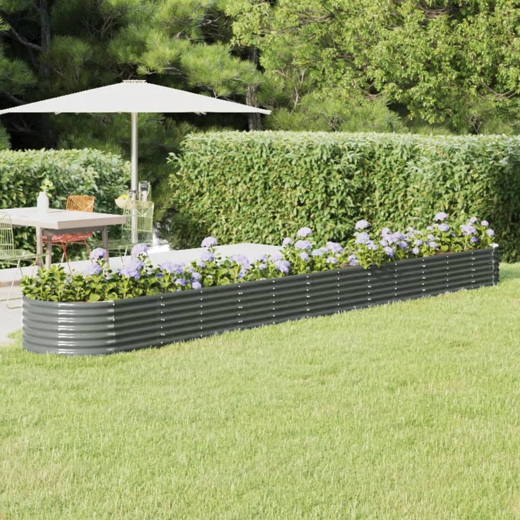 Høybed galvanisert stål 512x80x36 cm grå