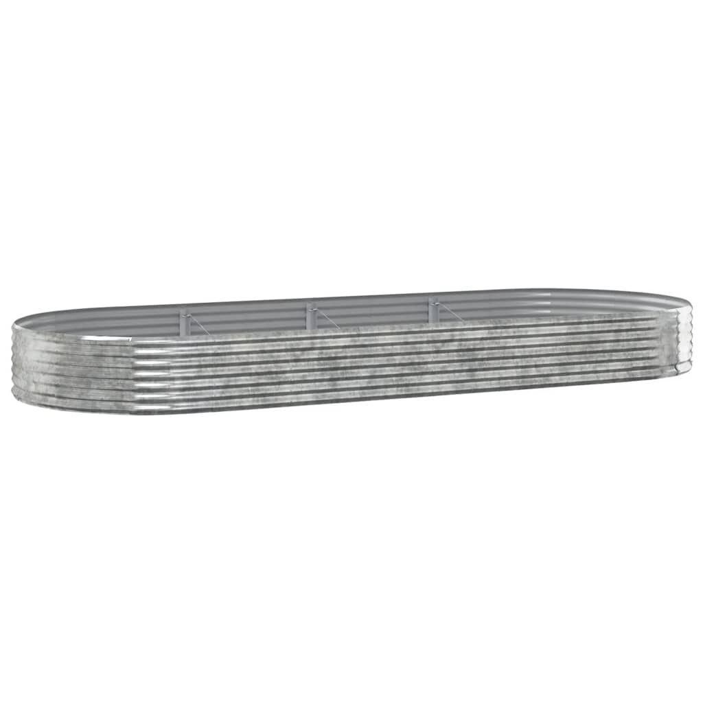 Høybed galvanisert stål 373x140x36 cm sølv