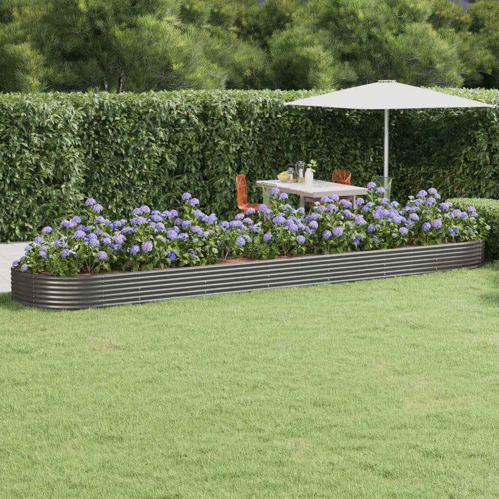 Høybed galvanisert stål 600x140x36 cm grå