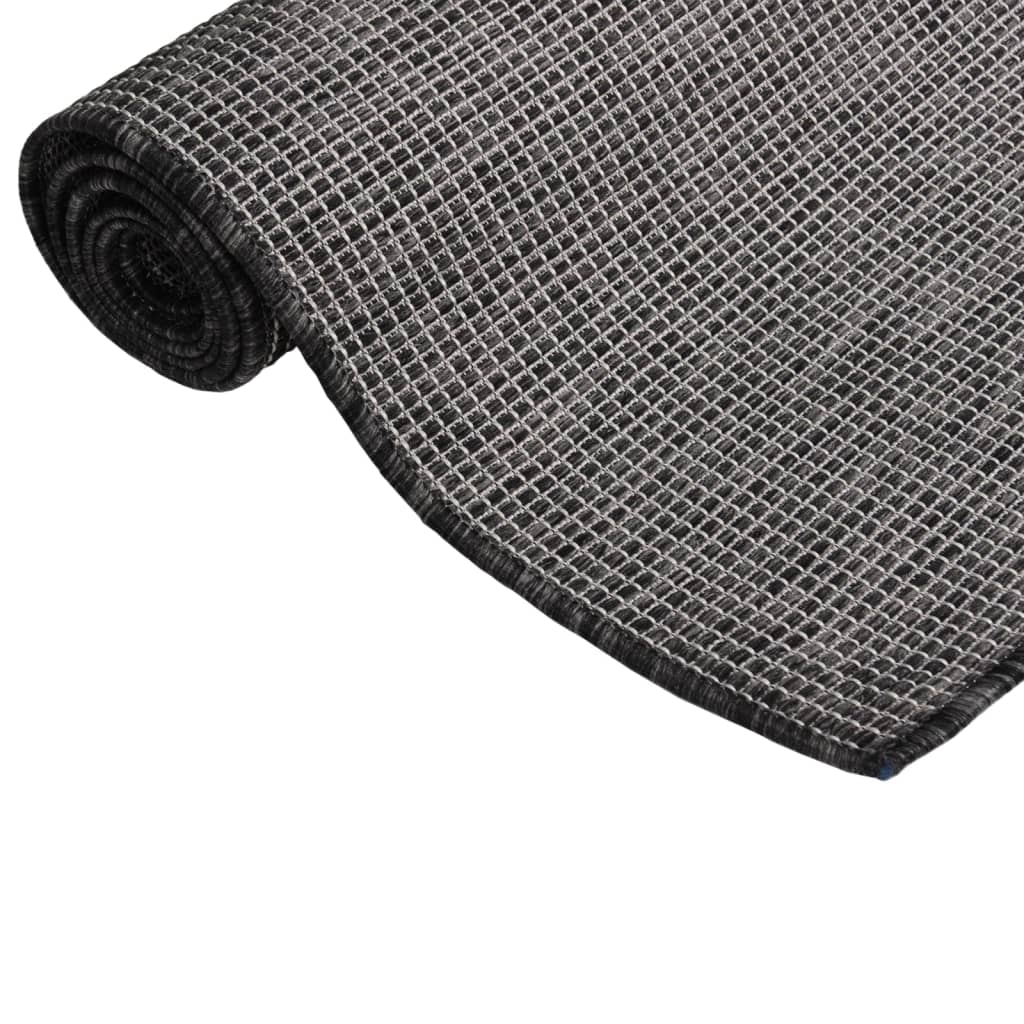 Utendørs flatvevd teppe 80x150 cm grå