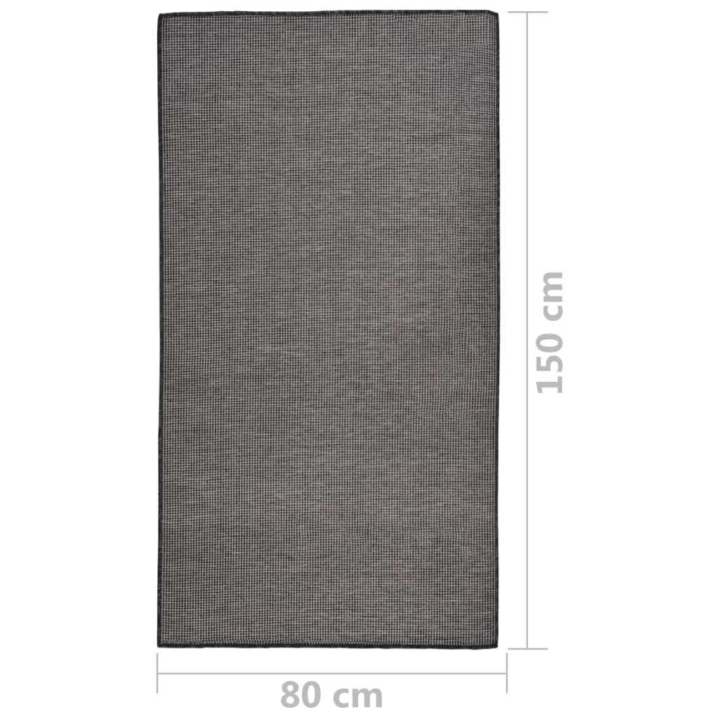 Utendørs flatvevd teppe 80x150 cm grå