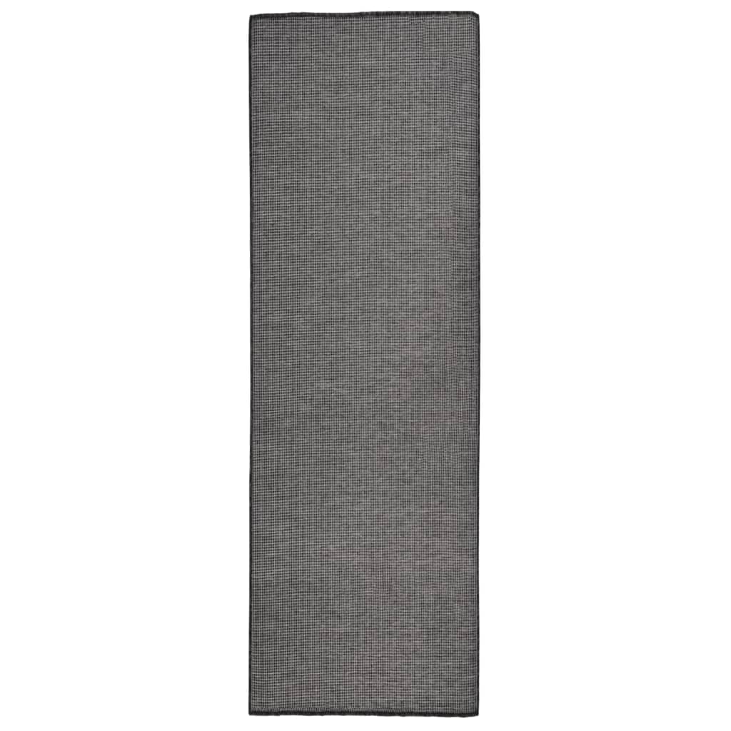 Utendørs flatvevd teppe 80x250 cm grå