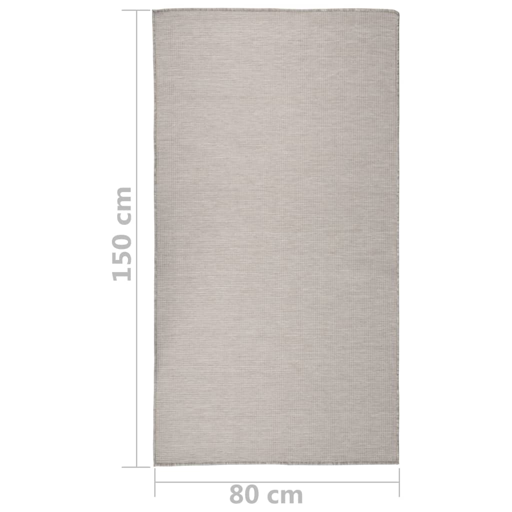 Utendørs flatvevd teppe 80x150 cm lysegrå