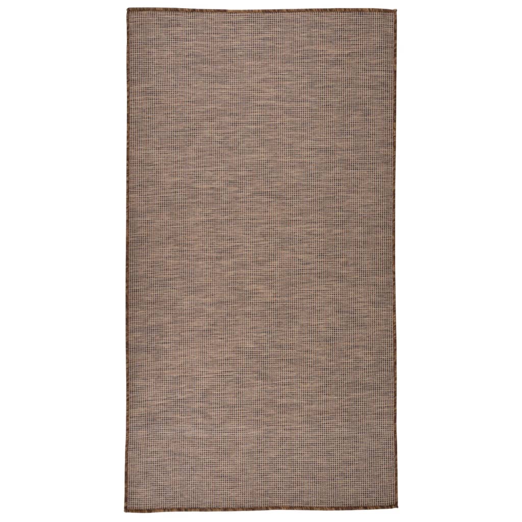 Utendørs flatvevd teppe 80x150 cm brun