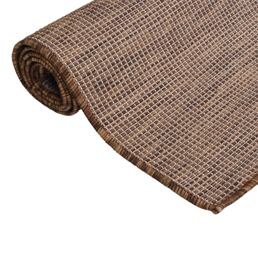 Utendørs flatvevd teppe 80x250 cm brun