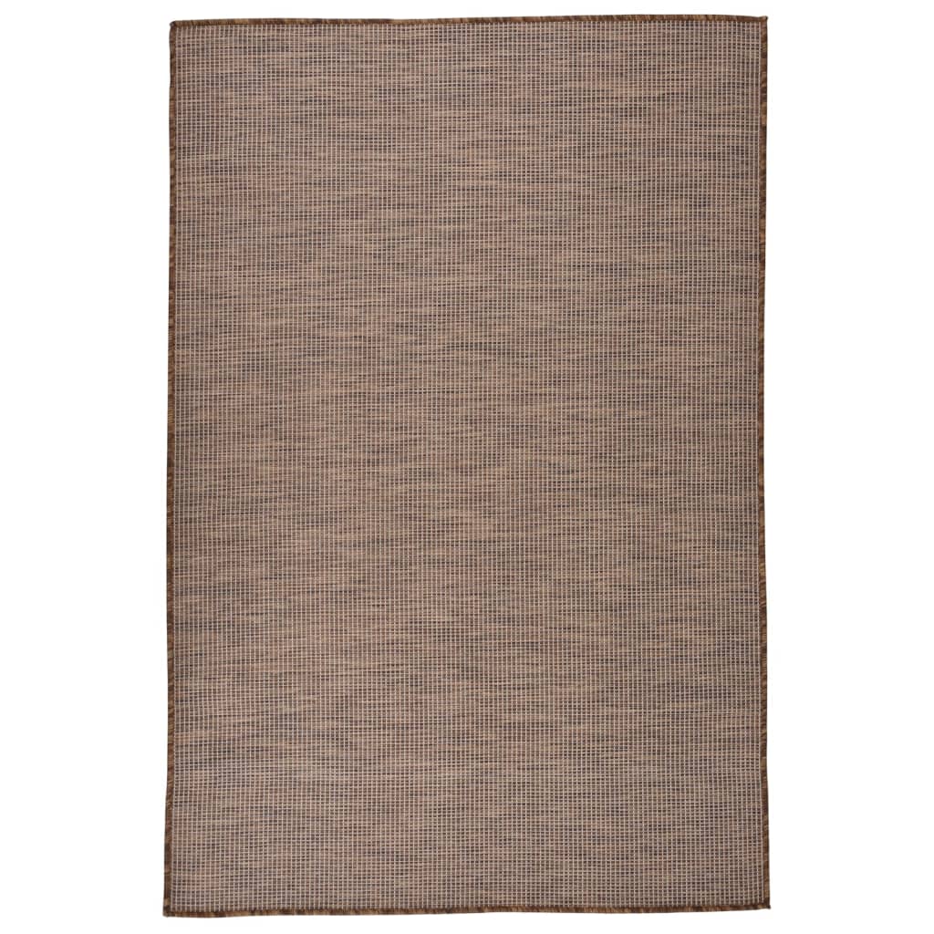 Utendørs flatvevd teppe 120x170 cm brun