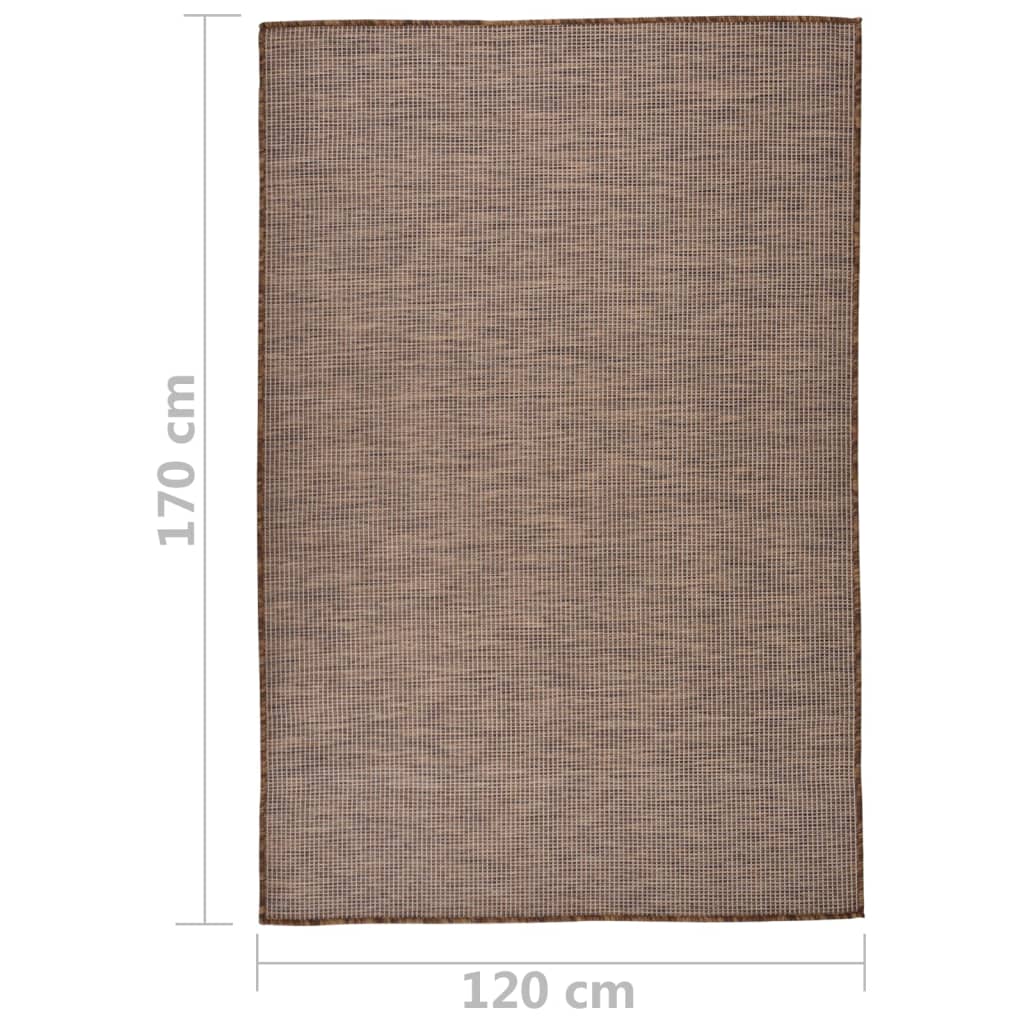 Utendørs flatvevd teppe 120x170 cm brun