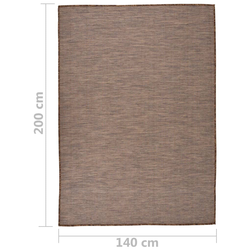 Utendørs flatvevd teppe 140x200 cm brun