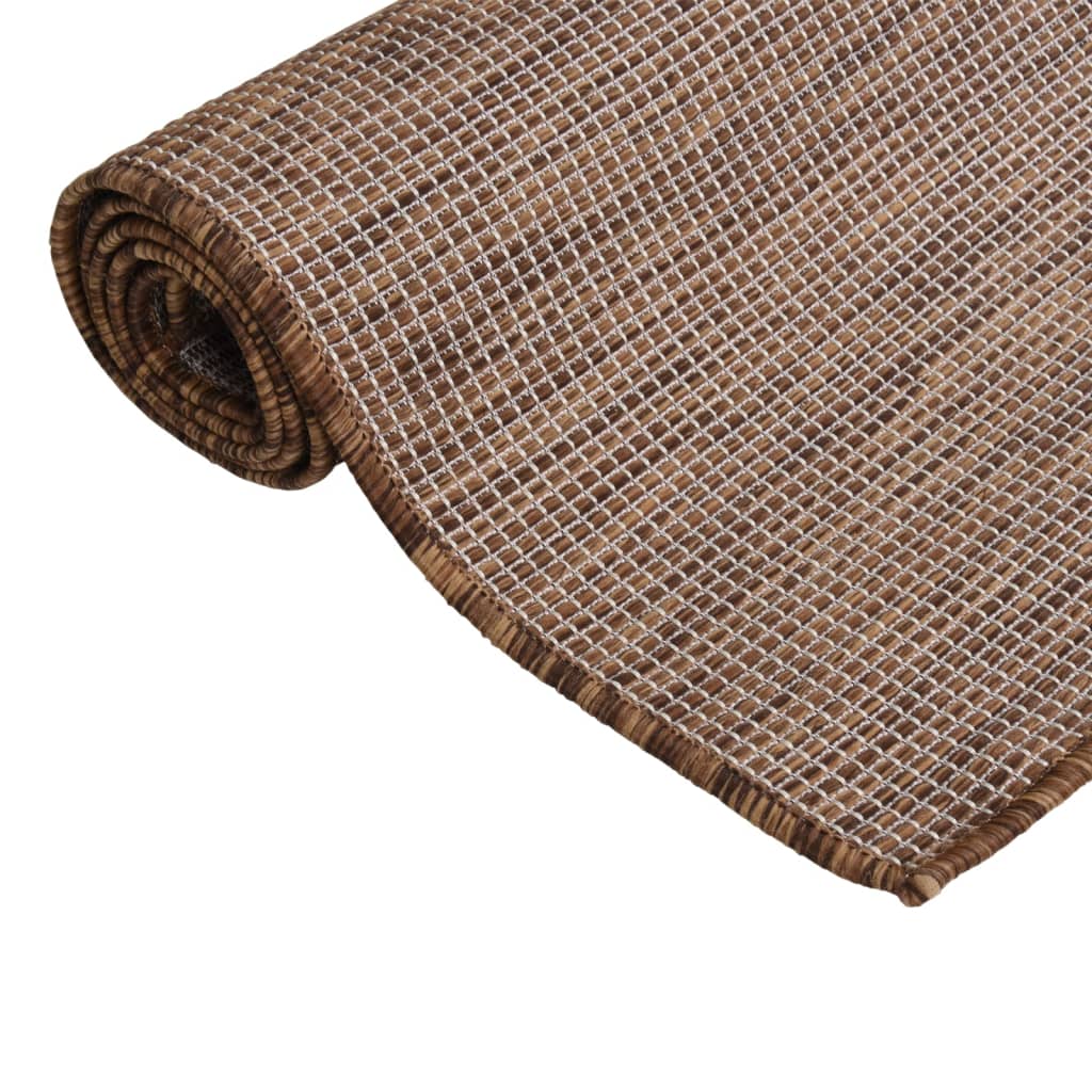 Utendørs flatvevd teppe 200x280 cm brun
