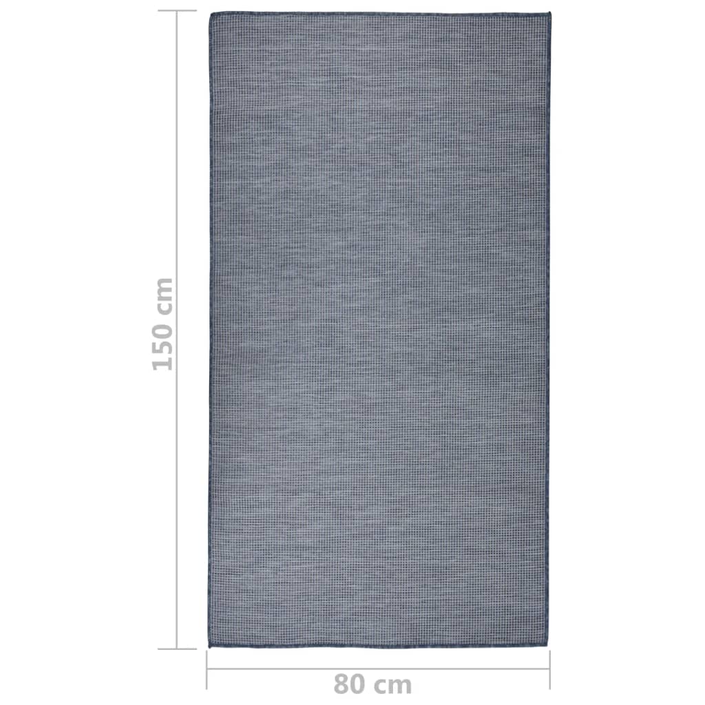 Utendørs flatvevd teppe 80x150 cm blå