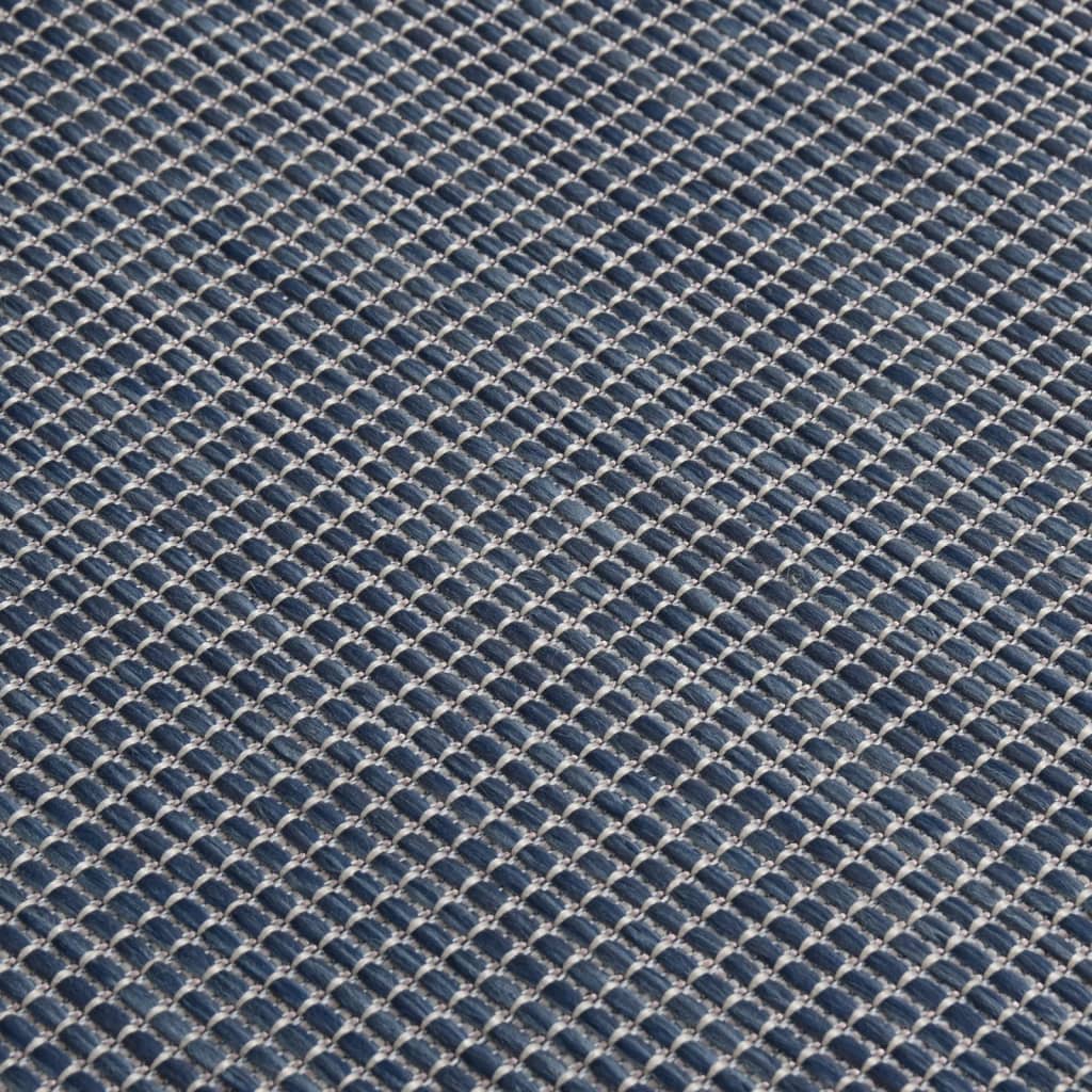 Utendørs flatvevd teppe 80x250 cm blå