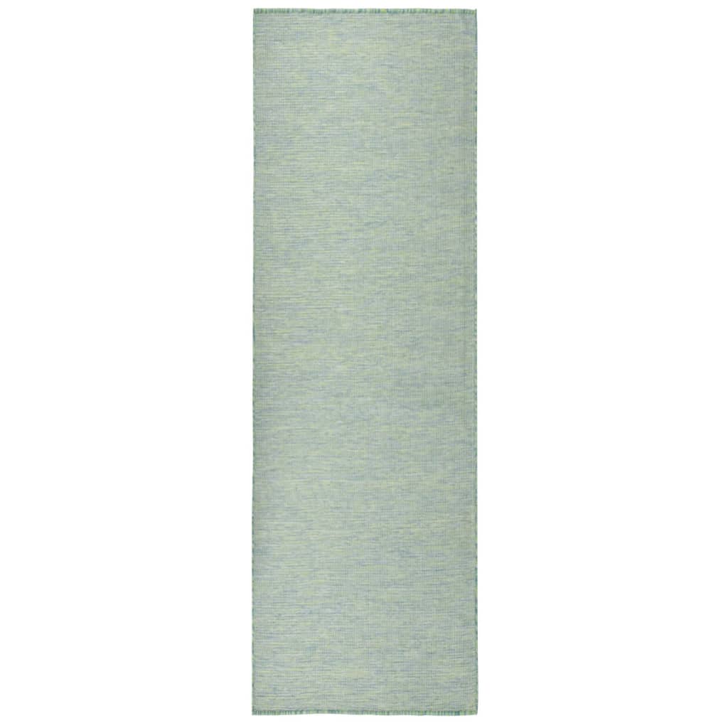 Utendørs flatvevd teppe 80x250 cm turkis