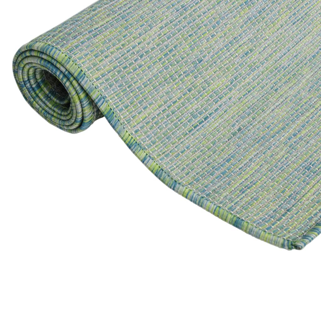 Utendørs flatvevd teppe 80x250 cm turkis
