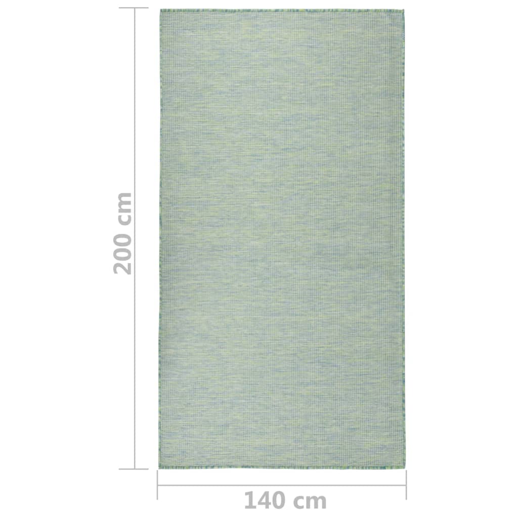 Utendørs flatvevd teppe 140x200 cm turkis
