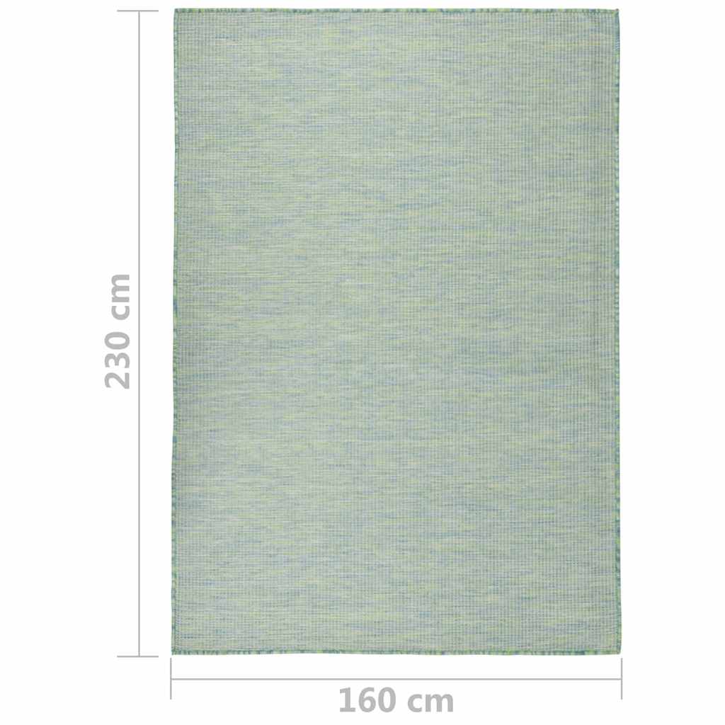 Utendørs flatvevd teppe 160x230 cm turkis