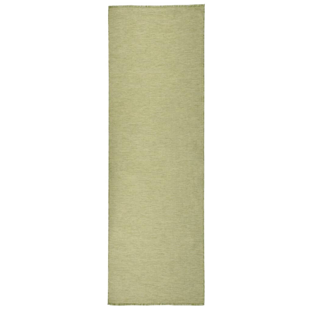 Utendørs flatvevd teppe 80x250 cm grønn